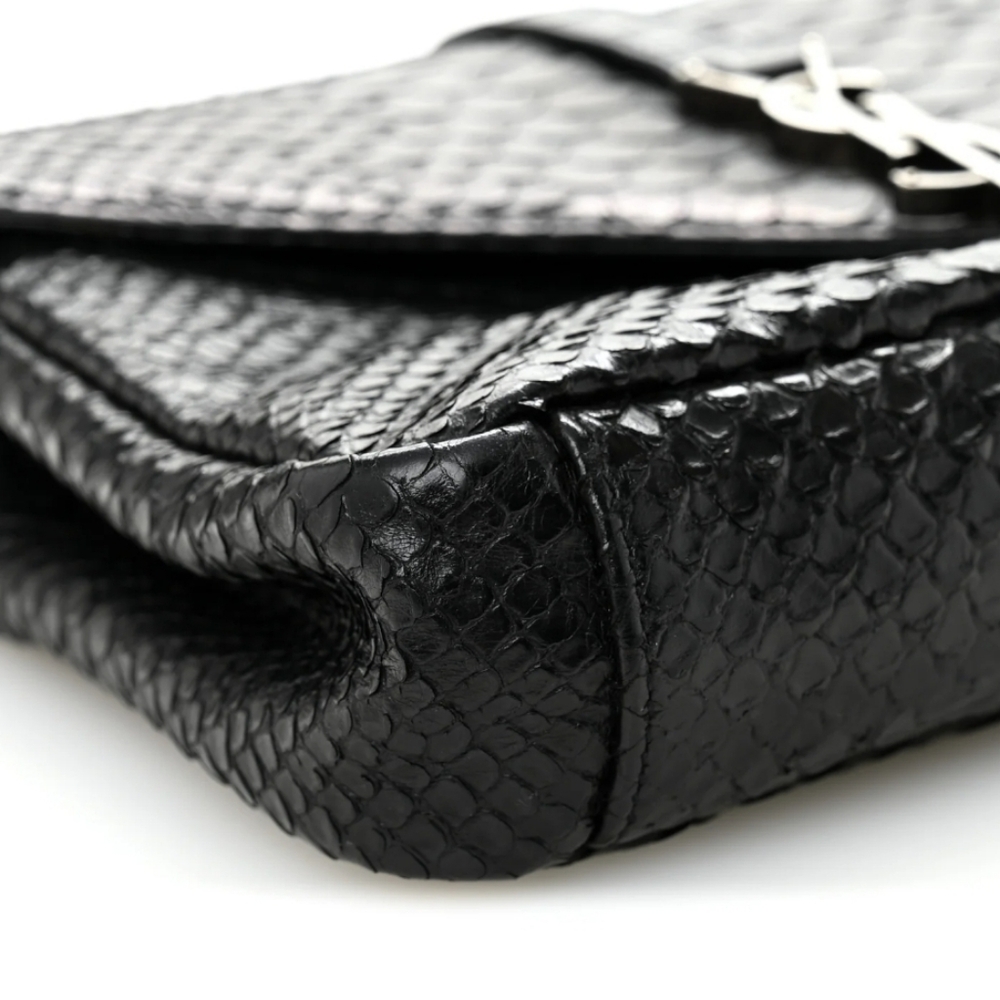 Like NEW! YSL Saint Laurent Calfskin Python Embossed Medium College Bag Black - Picture 7 of 16